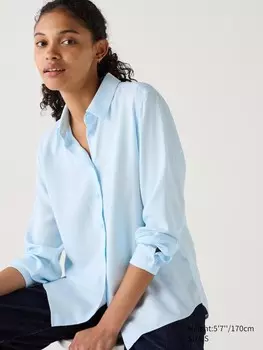 Блузка из вискозы Uniqlo, голубой