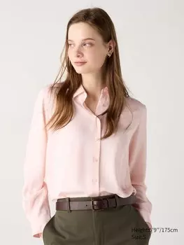 Блузка из вискозы Uniqlo, розовый