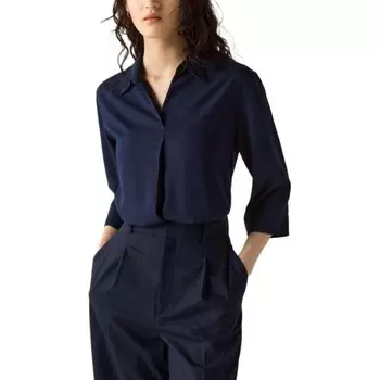 Блузка из вискозы Uniqlo, синий