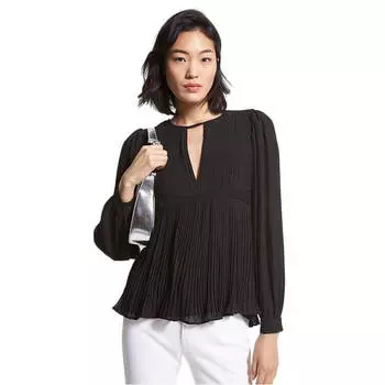 Блузка из жоржета Michael Michael Kors Pleated, черный