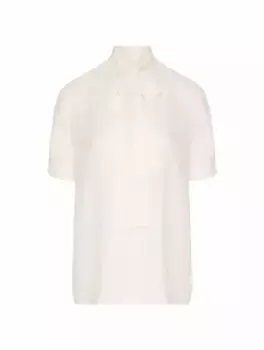 Блузка из жоржета с бантом Valentino Garavani, белый