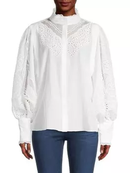 Блузка Jayelle с вышивкой и люверсами из смесового шелка Kobi Halperin, белый