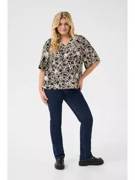 Блузка KAFFE curve, цвет black/light beige flower