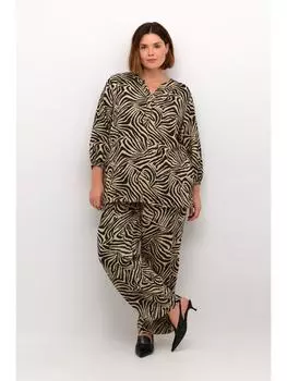 Блузка KAFFE curve, цвет chinchilla/black animal print