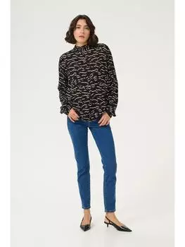 Блузка Kaffe, цвет black/beige abstract print