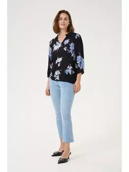 Блузка Kaffe, цвет black/blue flower print