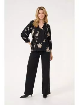 Блузка Kaffe, цвет black/brown flower print