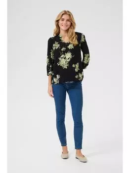 Блузка Kaffe, цвет black/green flower print