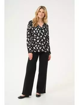 Блузка Kaffe, цвет black/white flower print