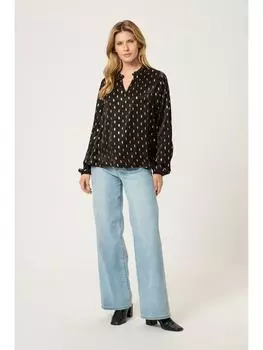 Блузка Kaffe, цвет black with foil print