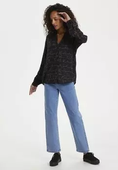 Блузка Kaffe Kaditte с принтом, черный/желтый