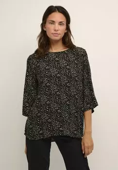 Блузка Kaffe с анималистичным принтом, черный/зеленый