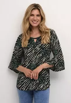 Блузка KARINA AMBER Kaffe, черно-зеленый анималистический принт