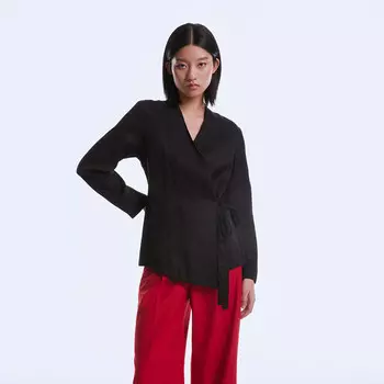 Блузка кэш из атласа Smart And Joy, черный