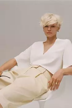 Блузка-кейп Mare x Anthropologie с V-образным вырезом, белый