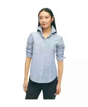 Блузка классического кроя в бенгальскую полоску на пуговицах Brooks Brothers, синий