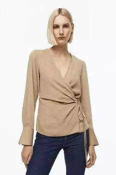 Блузка-конверт H&amp;M, бежевый