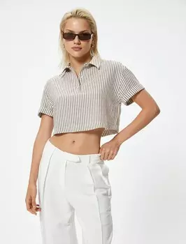 Блузка Koton, цвет Ecru/Brown