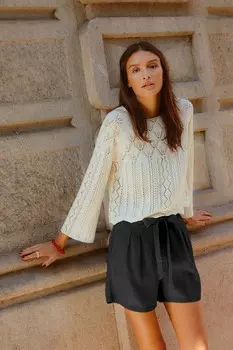 Блузка крючком с длинными рукавами Vero Moda, бежевый