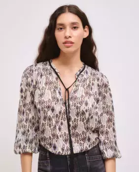 Блузка-купе с длинными рукавами и кулиской Tintoretto, белый