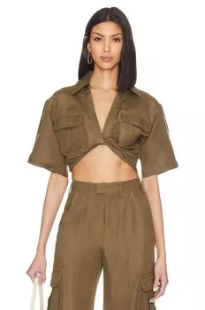 Блузка L'Academie The Chrisa Crop, цвет Olive Green