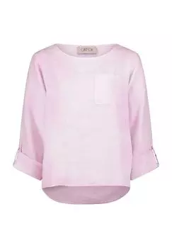 Блузка льняная, манжеты, нагрудный карман, женская CARTOON, цвет Pink Lavende