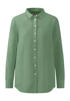 Блузка льняная, планка на пуговицах, блузочный воротник, женская FYNCH-HATTON, цвет Reed Green