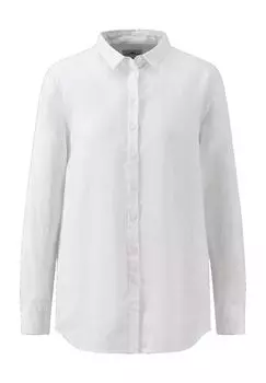 Блузка льняная, планка на пуговицах, блузочный воротник, женская FYNCH-HATTON, белый