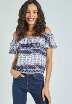 Блузка La Morena с опущенными плечами, темно-синий