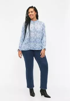 Блузка LANGRMET MED FLSER OG PRINT Zizzi, цвет birch graphic aop