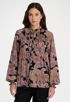 Блузка Lauren Ralph Lauren VLADMITUS LONG SLEEVE BLOUSE, цвет black/yellow/multi