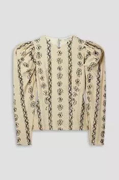 Блузка Layla fil coup из смесового шелка ULLA JOHNSON, кремовый