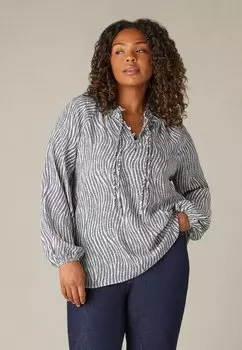 Блузка LEAF PRINT TIE NECK Live Unlimited London, цвет grey