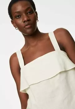 Блузка Linen Blend Layered Marks & Spencer, пестрый бежевый