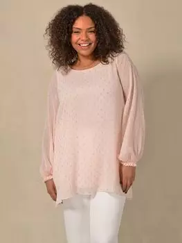 Блузка Live Unlimited Shimmer из шифона с манжетами, румяный