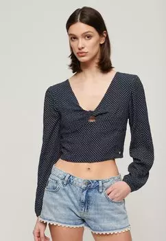 Блузка LONG SLEEVE CROP Superdry, синий
