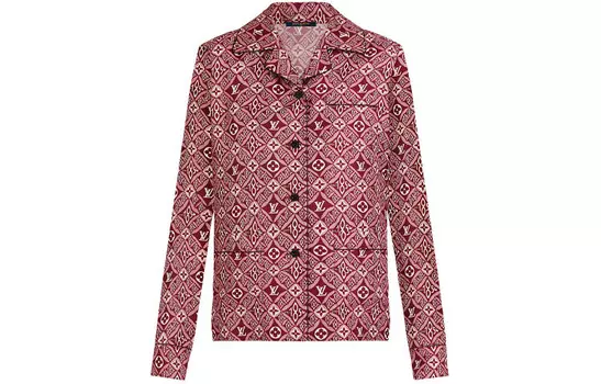 Блузка Louis Vuitton с узорами, красный / белый