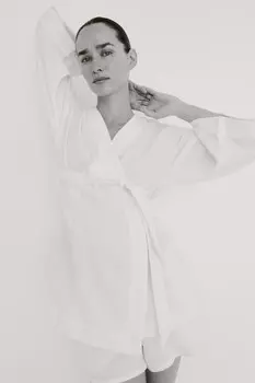 Блузка mama с запахом и поясом H&M, белый