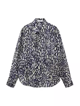 Блузка MANGO CAMILA, цвет Indigo/Night blue