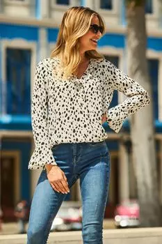 Блузка Mark Maker со сборками Sosandar, бежевый