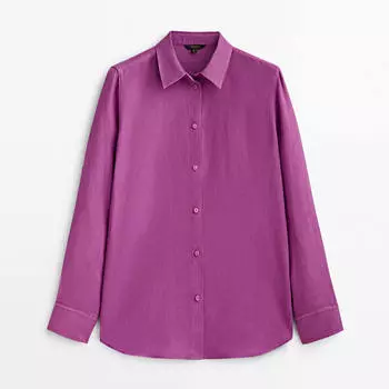 Блузка Massimo Dutti 100% Linen, фиолетовый