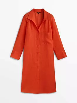 Блузка Massimo Dutti 100% Linen Maxi Oversize, красный
