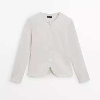 Блузка Massimo Dutti Textured With Buttons, кремовый