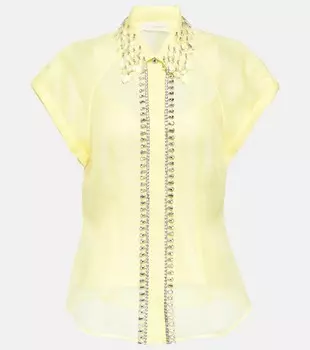 Блузка matchmaker с декором из шелка и льна Zimmermann, желтый