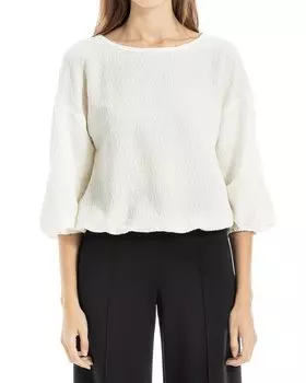 Блузка Max Studio с рукавами локтями и вырезом-лодочкой, слоновая кость