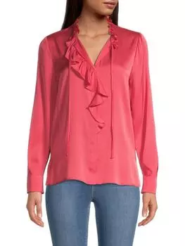 Блузка Maya из эластичного шелка с оборками Kobi Halperin, цвет Punch