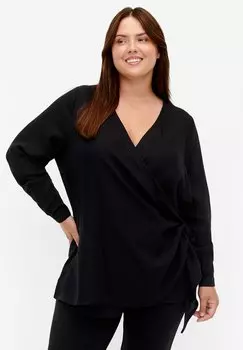 Блузка MED WRAP LOOK Zizzi, цвет black