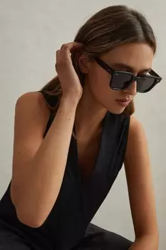 Блузка Mira с V-образным вырезом Reiss, черный