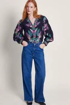 Блузка Mirella с пальмовым принтом Monsoon, черный