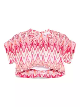 Блузка Miss Grant Kids с узором «зигзаг», розовый